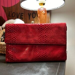 Bags By Pinky Leather Snakeskin Clutch EUC Made USA